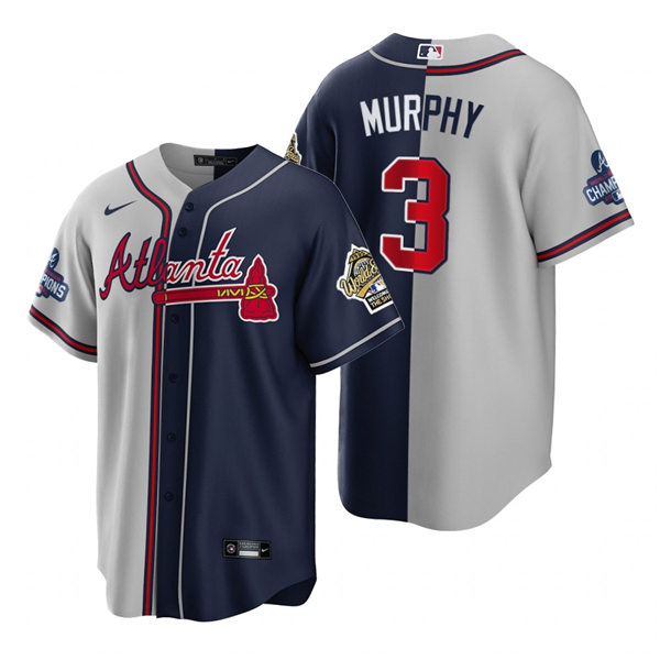 Mens Atlanta Braves #3 Dale Murphy Nike Grey Navy Split Two-Tone Jersey 