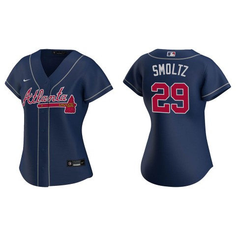  Womens Atlanta Braves Retired Player #29 John Smoltz Nike Navy Alternate Cool Base Jersey 