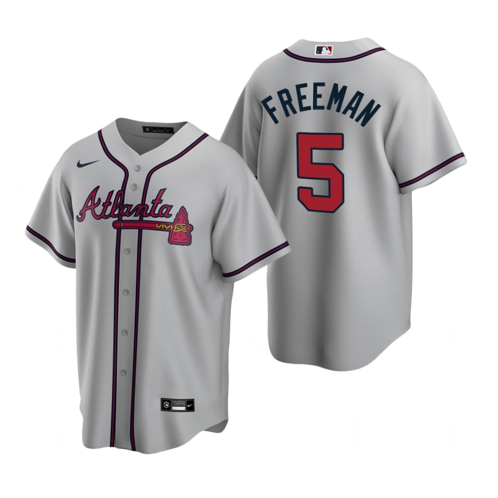 Youth Atlanta Braves #5 Freddie Freeman Nike Grey Away Cool Base Jersey