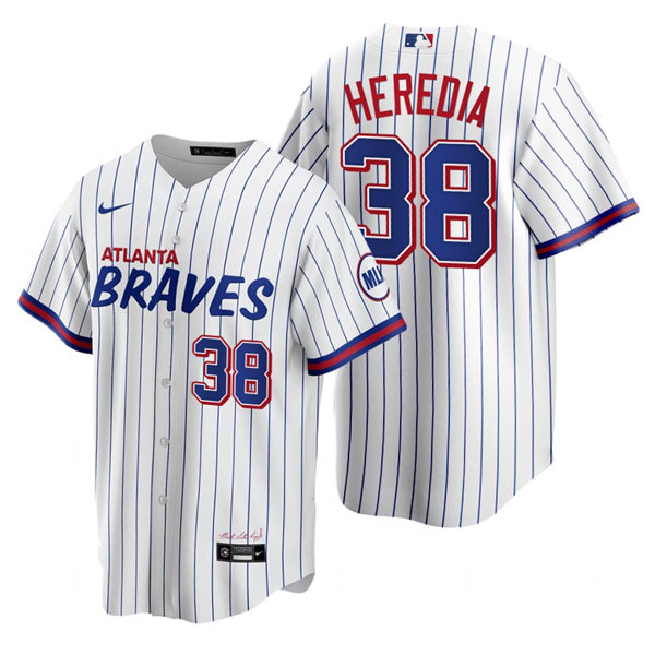 Mens Atlanta Braves #38 Guillermo Heredia Nike White 2021 City Connect Replica Jersey
