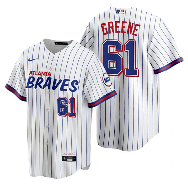 Mens Atlanta Braves #61 Shane Greene Nike White 2021 City Connect Replica Jersey
