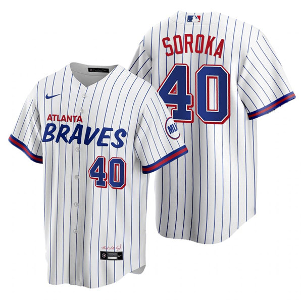 Mens Atlanta Braves #40 Mike Soroka Nike White 2021 City Connect Replica Jersey