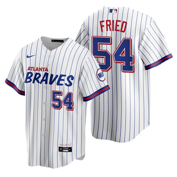 Mens Atlanta Braves #54 Max Fried Nike White 2021 City Connect Replica Jersey