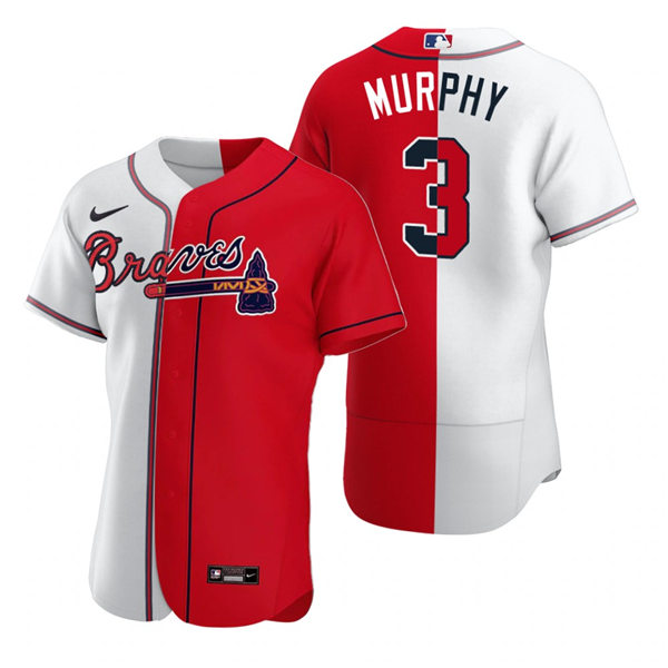 Mens Atlanta Braves Throwback Player #3 Dale Murphy Nike Red White Split Two-Tone Jersey