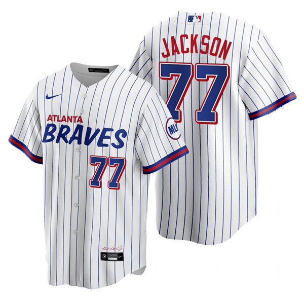 Mens Atlanta Braves #77 Luke Jackson Nike White 2021 City Connect Replica Jersey