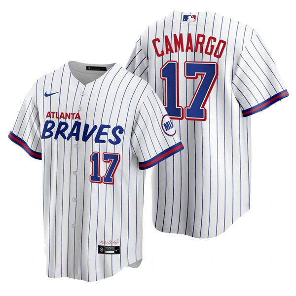 Mens Atlanta Braves #17 Johan Camargo Nike White 2021 City Connect Replica Jersey