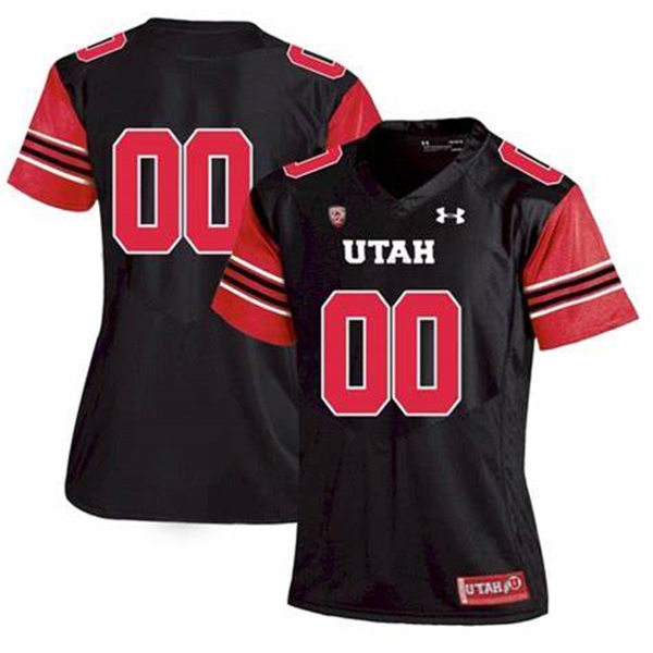Womens Utah Utes Custom Under Armour Black stripe Sleeves Football Game Jersey