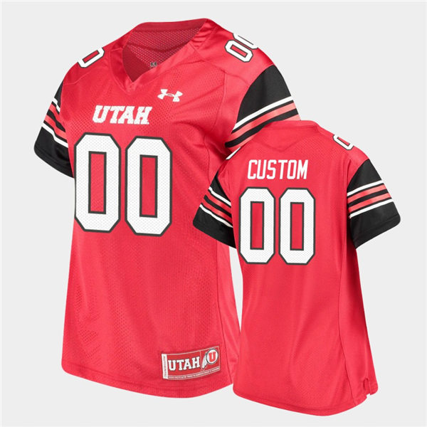 Womens Utah Utes Custom Under Armour Red stripe Sleeves Football Game Jersey