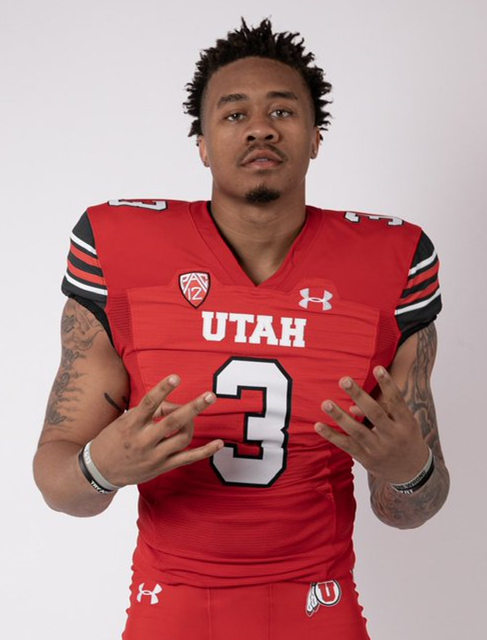 Mens Utah Utes #3 Ja'Quinden Jackson Under Armour Red stripe Sleeves Football Game Jersey