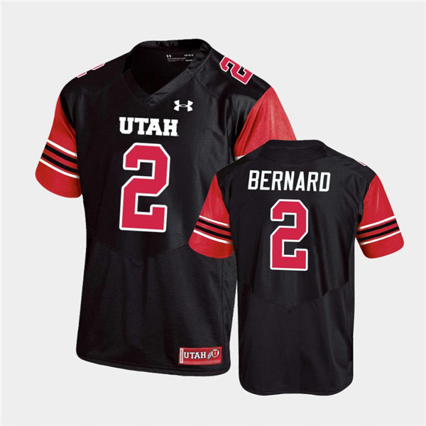 Mens Utah Utes #2 Micah Bernard Under Armour Black stripe Sleeves Football Game Jersey