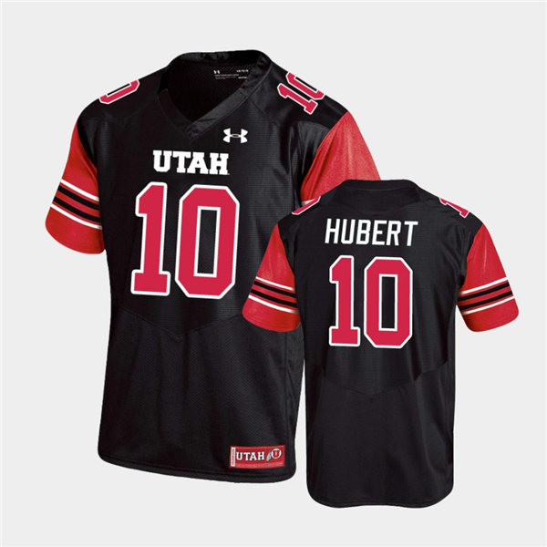 Mens Utah Utes #10 R.J. Hubert Under Armour Black stripe Sleeves Football Game Jersey