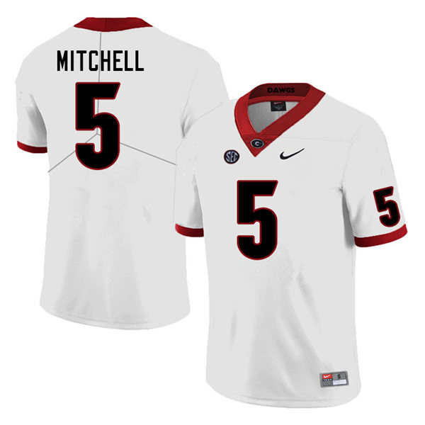 Mens Georgia Bulldogs #5 Adonai Mitchell Nike White Football Jersey