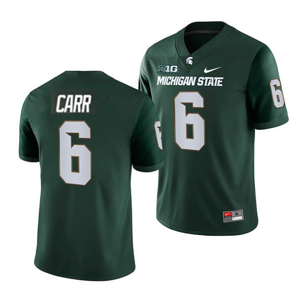 Mens Michigan State Spartans #6 Maliq Carr Nike Green College Game Football Jersey