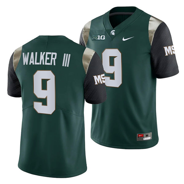 Mens Michigan State Spartans #9 Kenneth Walker III Nike Green Retro Football Limited Jersey