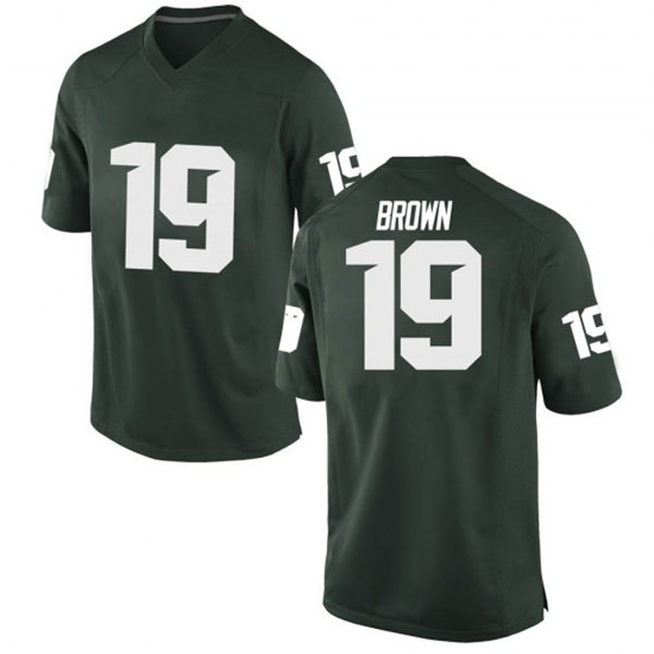 Mens Michigan State Spartans #19 Itayvion Brown Nike Green College Game Football Jersey