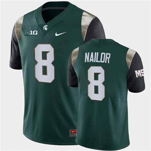 Mens Michigan State Spartans #8 Jalen Nailor Nike Green Retro Football Limited Jersey