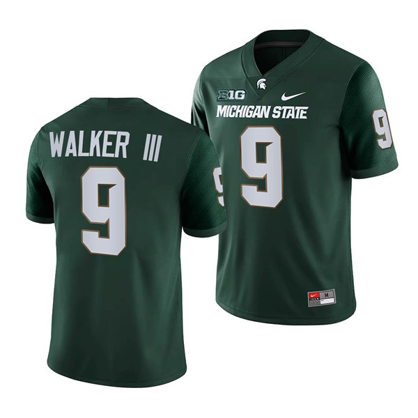Mens Michigan State Spartans #9 Kenneth Walker III Nike Green College Game Football Jersey