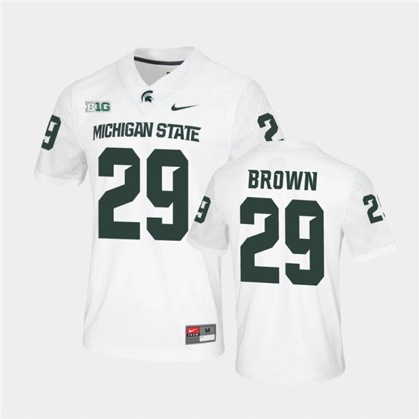 Mens Michigan State Spartans #29 Shakur Brown Nike White College Game Football Jersey