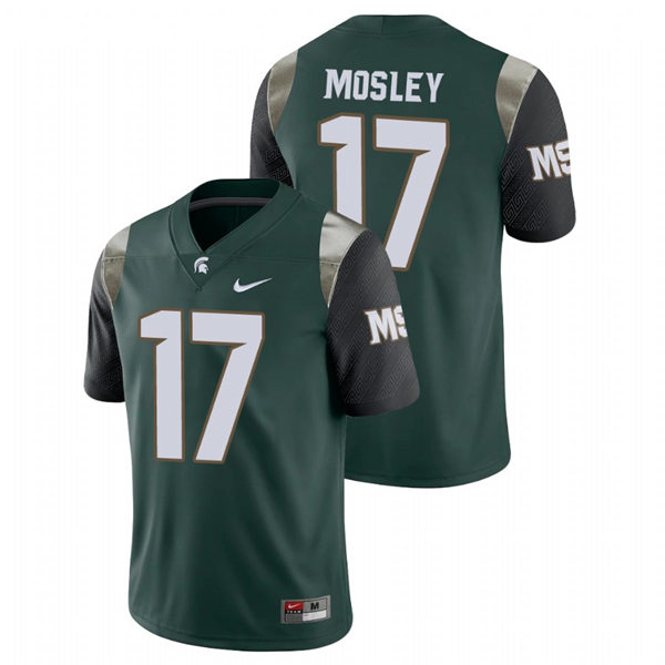 Mens Michigan State Spartans #17 Tre Mosley Nike Green Retro Football Limited Jersey