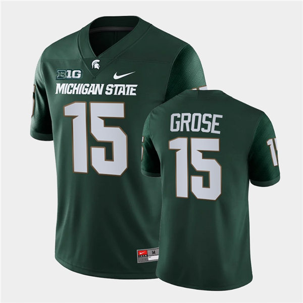 Mens Michigan State Spartans #15 Angelo Grose Nike Green College Game Football Jersey