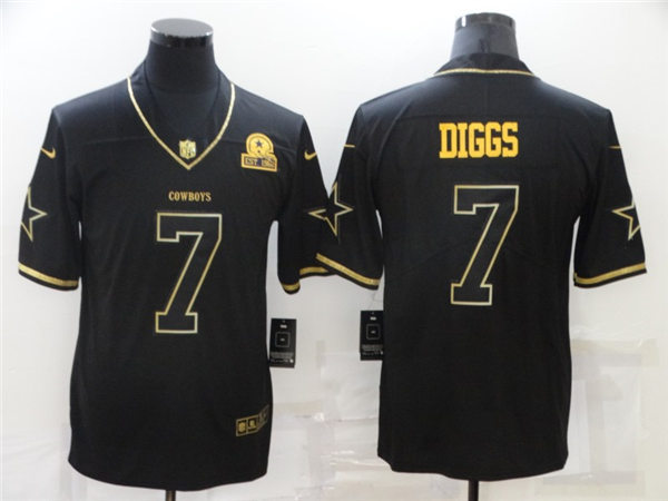 Mens Dallas Cowboys #7 Trevon Diggs Nike Black Golden Edition Vapor Limited Jersey