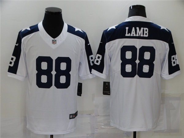Mens Dallas Cowboys #88 CeeDee Lamb Nike White Navy Retro Vapor Limited Jersey