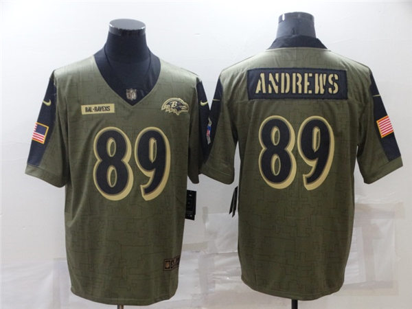 Mens Baltimore Ravens #89 Mark Andrews Nike Olive 2021 Salute To Service Limited Jersey