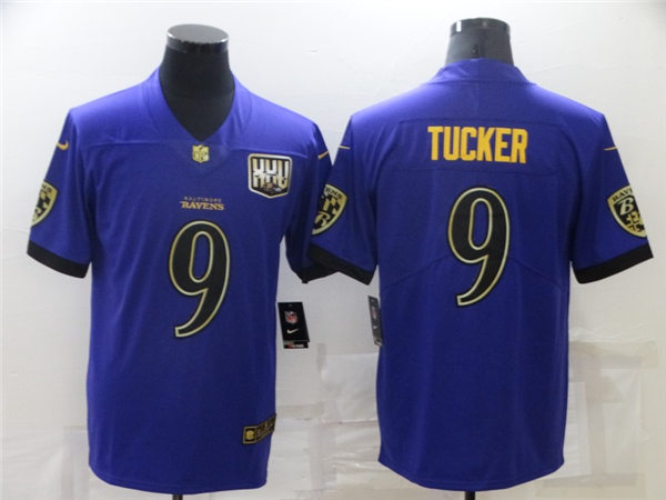 Mens Baltimore Ravens #9 Justin Tucker Nike Purple 25th Anniversary Speed Machine Golden Limited Jersey