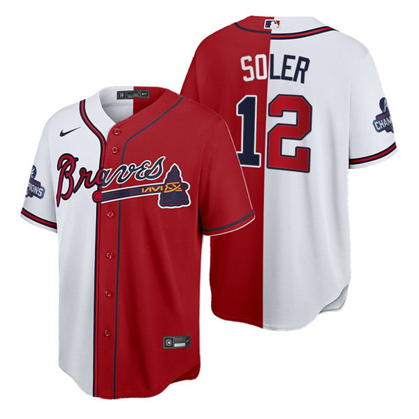 Mens Atlanta Braves #12 Jorge Soler Nike White Red Split Two-Tone Jersey