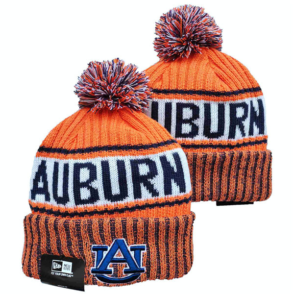 NCAA Auburn Tigers Orange White Cuffed Pom Knit Hat YD2021114