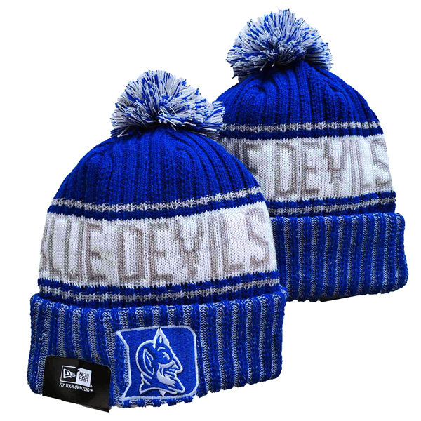 NCAA Duke Blue Devils Blue White Cuffed Pom Knit Hat YD2021114  (2)