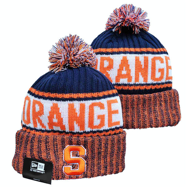NCAA Syracuse Orange Black Orange Cuffed Pom Knit Hat YD2021114