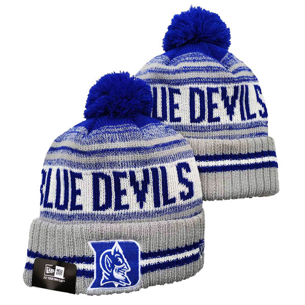 NCAA Duke Blue Devils Grey Ryaol Embroidered Cuffed Pom Knit Hat YD2021114  (1)