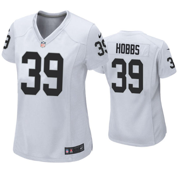 Womens Las Vegas Raiders #39 Nate Hobbs Nike White Stitched Limited Jersey  
