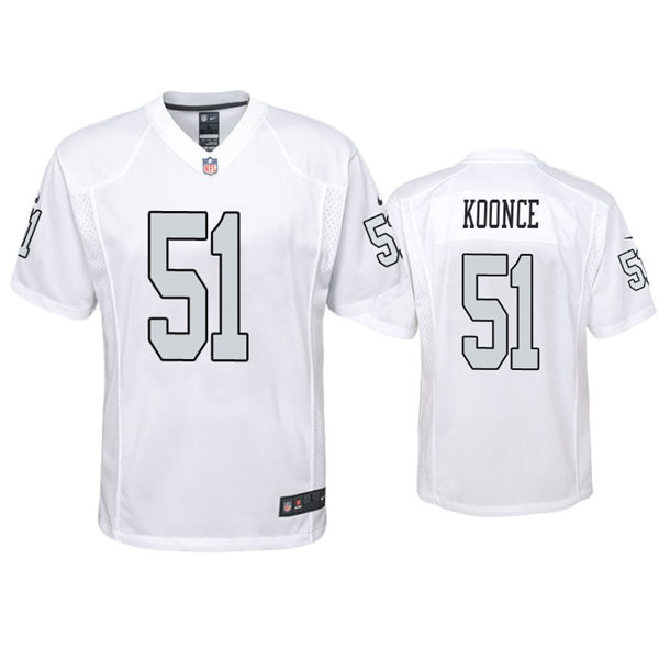 Youth Las Vegas Raiders #51 Malcolm Koonce Stitched Nike White Color Rush Jersey 