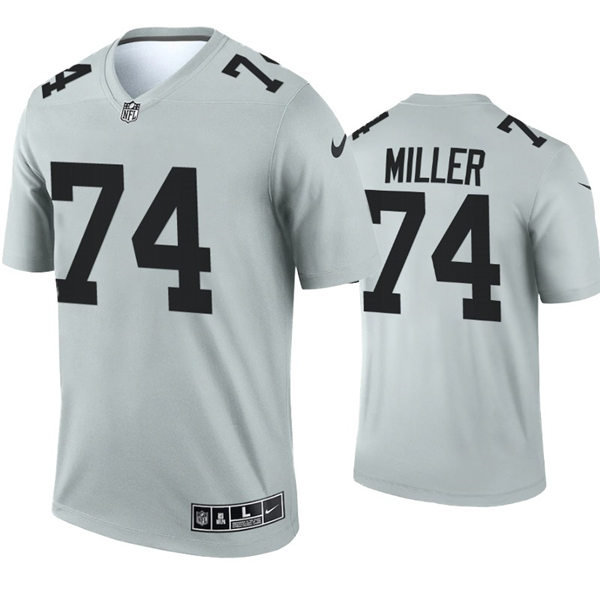 Mens Las Vegas Raiders #74 Kolton Miller Nike Silver Inverted Legend Jersey 