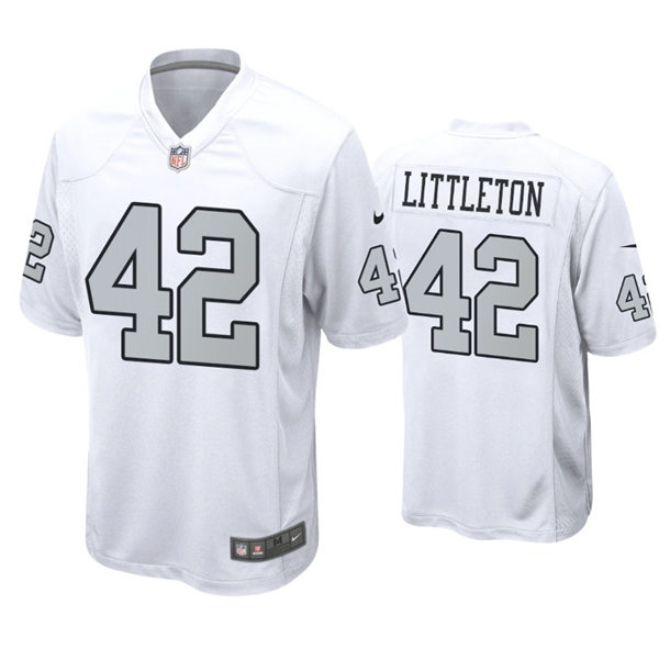 Mens Las Vegas Raiders #42 Cory Littleton Nike White Color Rush Legend Player Jersey