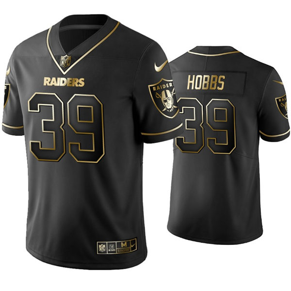 Mens Las Vegas Raiders #39 Nate Hobbs Nike Black Golden Edition Vapor Limited Jersey