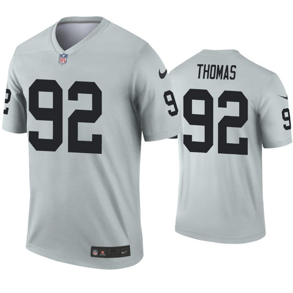 Mens Las Vegas Raiders #92 Solomon Thomas Raiders Nike Silver Inverted Legend Jersey