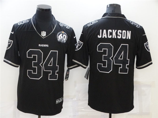 Mens Las Vegas Raiders Retired Player #34 Bo Jackson Nike Black 60TH Anniversary Jersey