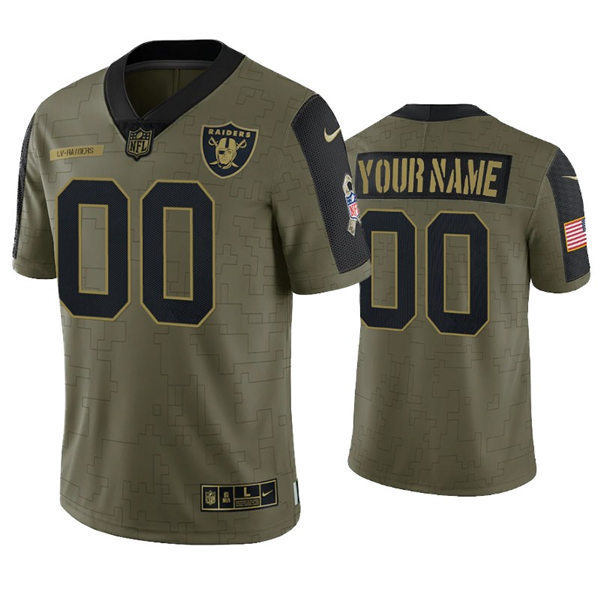 Mens Las Vegas Raiders Custom Nike Olive 2021 Salute To Service Limited Jersey