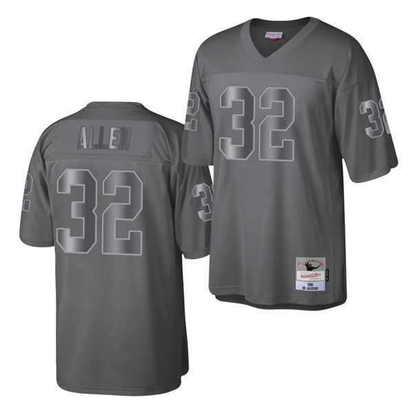 Mens Las Vegas Raiders #32 Marcus Allen Mitchell&Ness Throwback Charcoal Metal Legacy Jersey