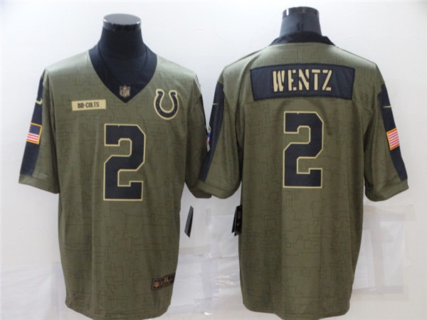 Mens Indianapolis Colts #2 Carson Wentz Nike Olive 2021 Salute To Service Limited Jersey