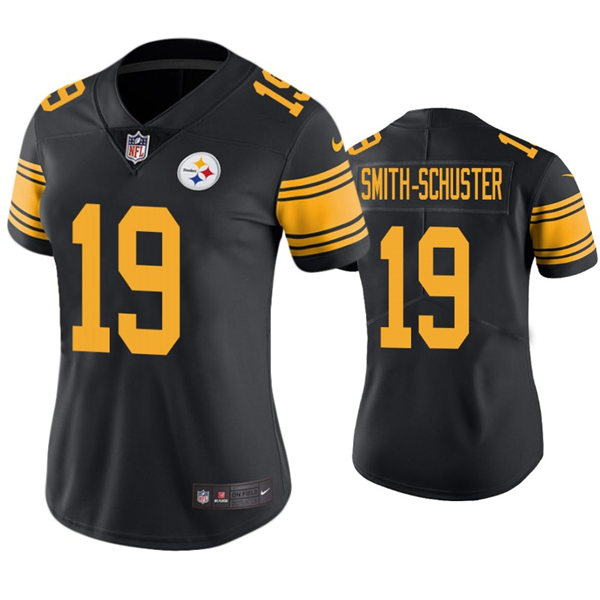 Womens Pittsburgh Steelers #19 JuJu Smith-Schuster Nike Black Color Rush Limited Jersey