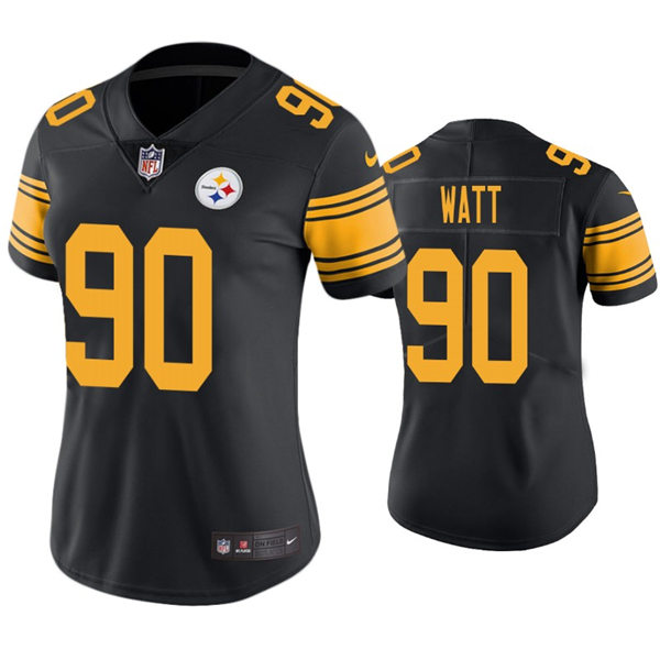 Womens Pittsburgh Steelers #90 T.J. Watt Nike Black Color Rush Limited Jersey