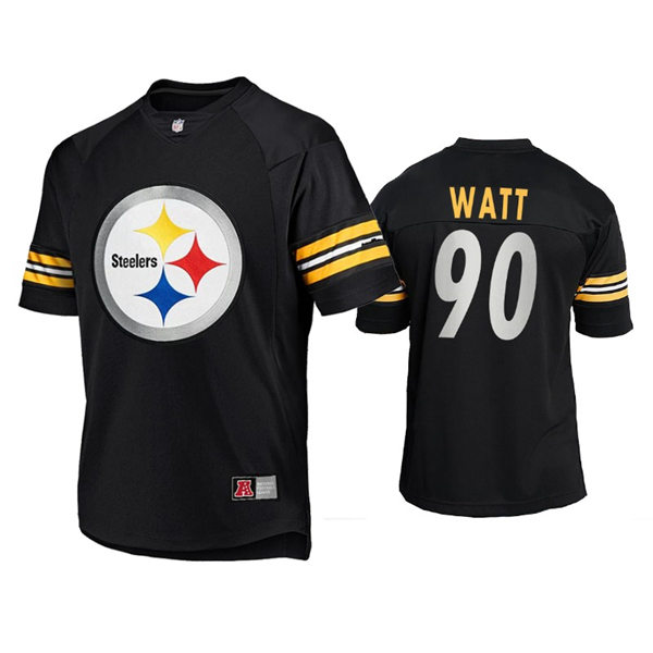 Mens Pittsburgh Steelers #90 T.J. Watt Nike 2021 Black Team Logo Icon Jersey