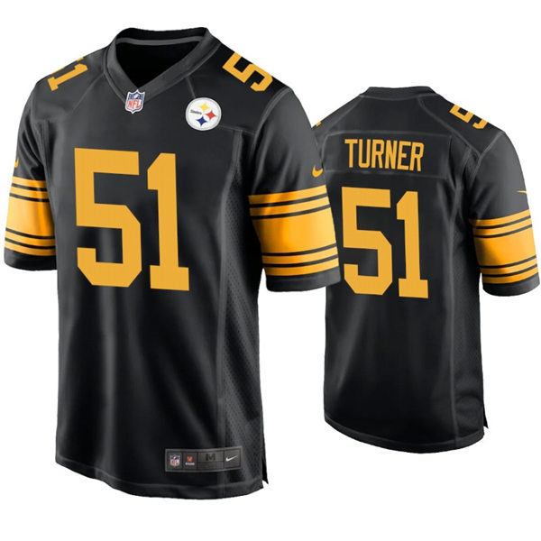 Mens Pittsburgh Steelers #51 Trai Turner Nike Black Color Rush Vapor Untouchable Jersey