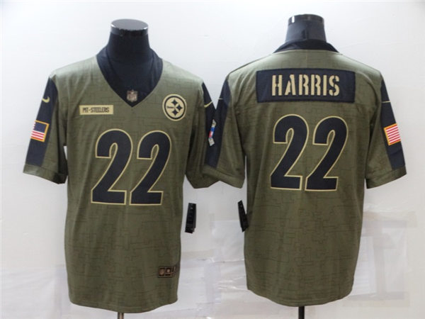 Men's Pittsburgh Steelers #22 Najee Harris Nike Olive 2021 Salute To Service Limited Jersey