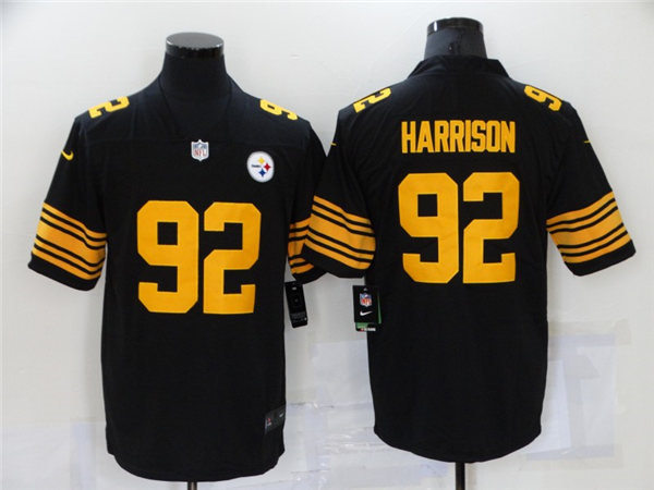 Mens Pittsburgh Steelers Retired Player #92 James Harrison Nike Black Color Rush Vapor Untouchable Jersey