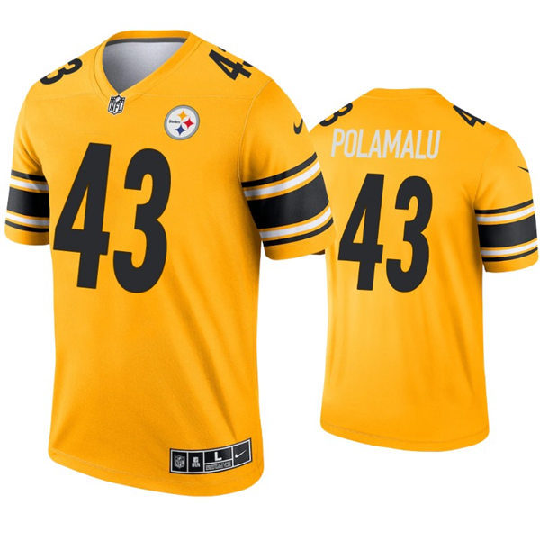 Mens Pittsburgh Steelers Retired Player #43 Troy Polamalu Nike Gold Inverted Legend Jersey